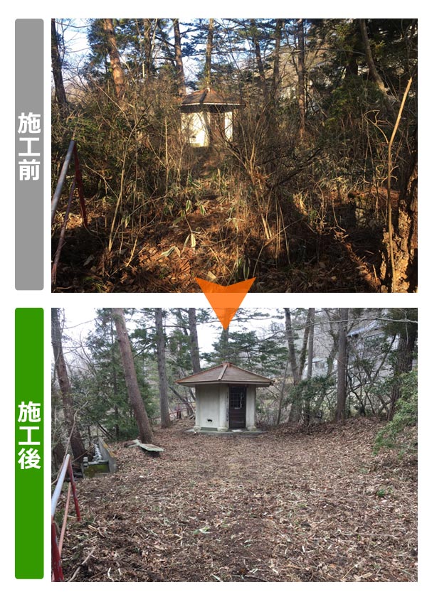 便利屋サンキュー仙台本店のお堂敷地内のお手入れ作業実績紹介写真