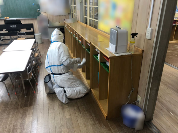 便利屋サンキュー仙台本店の業務報告（2022年2月）仙台市内の教育施設で夜間の新型コロナウイルスの消毒除菌作業を行いました。