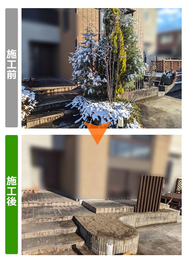 便利屋サンキュー仙台本店の業務報告（2023年12月18日）仙台市泉区の戸建て住宅で庭木の伐採、伐根を行いました。