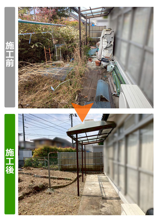 便利屋サンキュー仙台本店の業務報告（2025年4月18日）当店ホームページをご覧頂きました仙台市宮城野区のお客様からのご依頼で、荒れた庭の手入れを行いました。